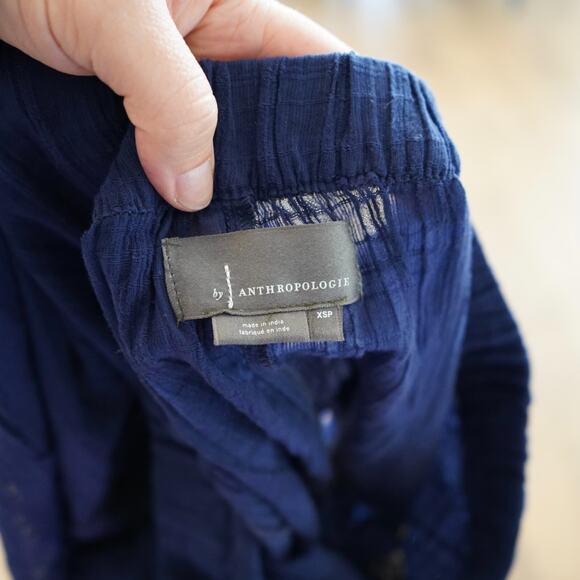 NWT SET 2 ANTHROPOLOGIE LACE TUNIC TOP &‎ SHORTS LOUNGE SLEEP PAJAMA NAVY XS - Picture 4 of 9